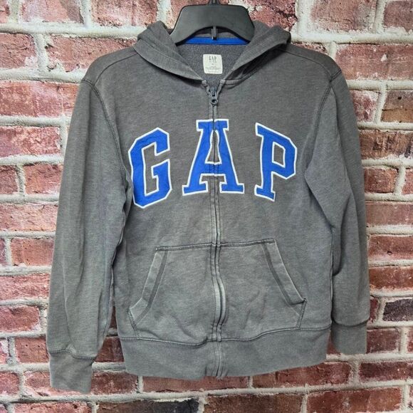 Gap Kids Gray Hoodie XL Zip Long Sleeve Comfy Cotton Blend Hooded Sweatshirt - Picture 1 of 6